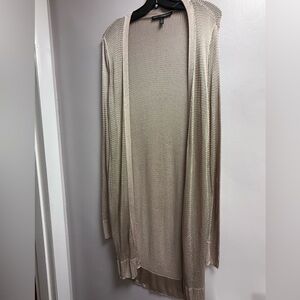 EUC White House Black Market Beige Open-Front Crochet Cardigan/Duster Women’s L